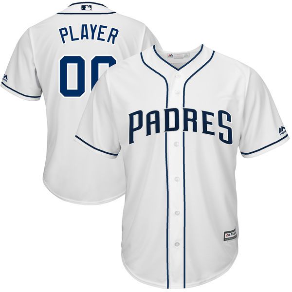 Men San Diego Padres Majestic White 2017 Cool Base Custom Baseball MLB Jersey